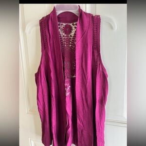 Sonoma burgundy sleeveless cardigan size small